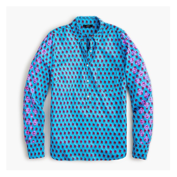 J. Crew Tops - J. Crew Classic popover shirt-layered block print